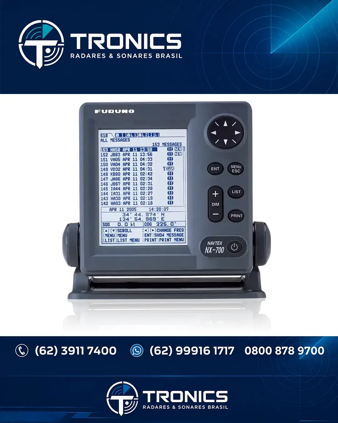 ASSISTÊNCIA COMUNICACAO E GMDSS FURUNO NAVTEX NX 700 BRASIL